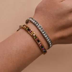 ZMZY Men Charms Tennis Bracelet for Women Cubic Zirconia Chain Bracelet Adjustable Stainless Steel Miami Link CZ Bangle Gift